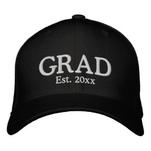 Casquette Brodée Grad Date établie blanc personnalisé diplômé