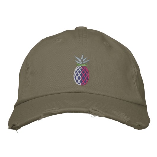 Casquette Brodée Graphique de broderie d'ananas tropical sur (Devant)