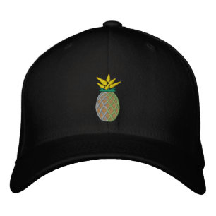 Casquette Brodée Graphique tropical de broderie d'ananas dessus