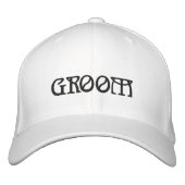 Casquette Brodée Groom noir & blanc élégant mariage chic (Devant)