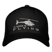 Casquette Brodée Hélicoptère Chopper Silhouette Plutôt Voler (Devant)