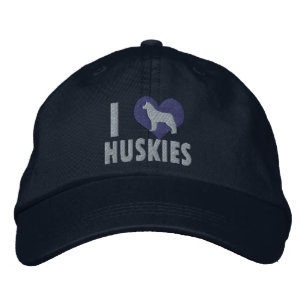 Casquette Brodée I Love Huskies Blue