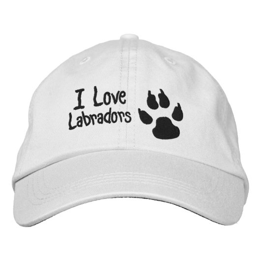 Casquette Brodée I Love Labradors Chien Empreinte de patte (Devant)