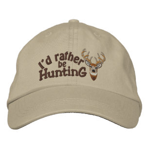Casquette Brodée I'd rather be Hunting White Embroidery