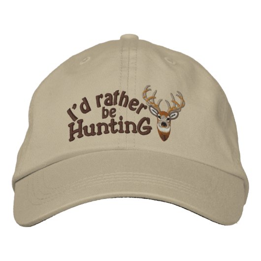 Casquette Brodée I'd rather be Hunting White Embroidery (Devant)