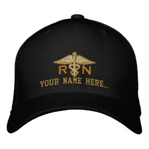 Casquette Brodée Infirmière personnalisée RN Votre texte Caduceus M