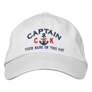 Casquette Brodée Initiales personnalisées Texte Capitaine Ancre Sta