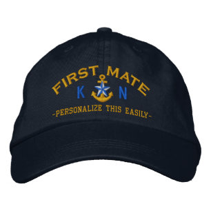 Casquette Brodée Initiales personnalisées Texte Premier Mate Star A