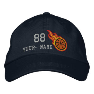 Casquette Brodée Insigne de balle de basket-ball Flames de course p