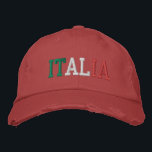 Casquette Brodée ITALIE Italienne Vert Blanc et Rouge Vintage<br><div class="desc">ITALIE brodée avec Drapeau italien Couleurs vert blanc et rouge sur casquette en coton vintage rouge. Fait un cadeau merveilleux pour quiconque adore le beau pays de l'Italie!</div>