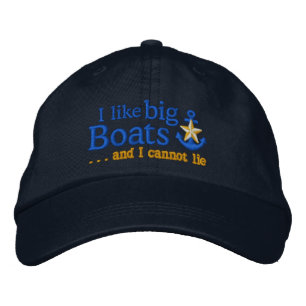 Casquette Brodée J'aime les gros bateaux Humour Nautical Gold Star