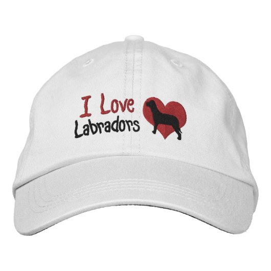 Casquette Brodée J'Aime Les Labradors Chien Et Coeur (Devant)