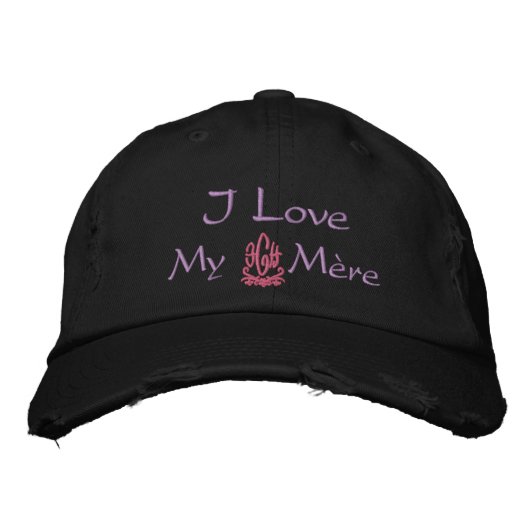 Casquette Brodée J'Aime Ma Mère En Noir Français (Devant)