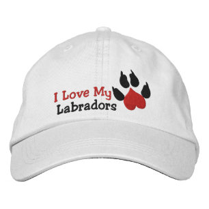 Casquette Brodée J'aime mes labradors Empreinte de patte chien