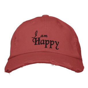 Casquette Brodée Je Suis Heureux Citation Noir Rouge Personnalisé R