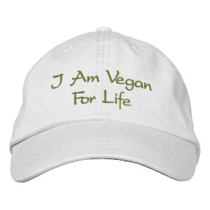 Casquette Brodée Je suis végétalien pendant la vie. Vert. Slogan.