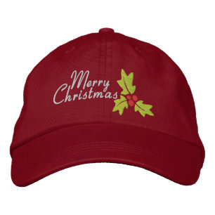 Casquette Brodée Joyeux Noël Holly Et Berries