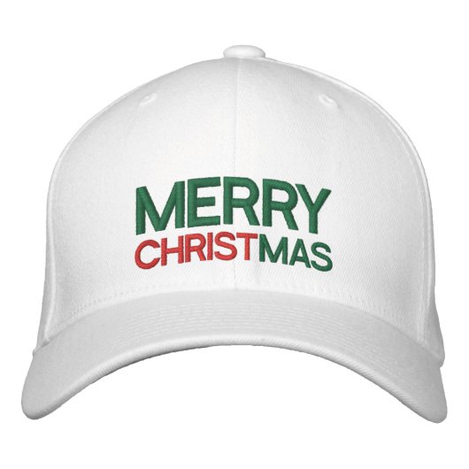 Casquette Brodée Joyeux Noël Rouge Vert et Blanc (Devant)
