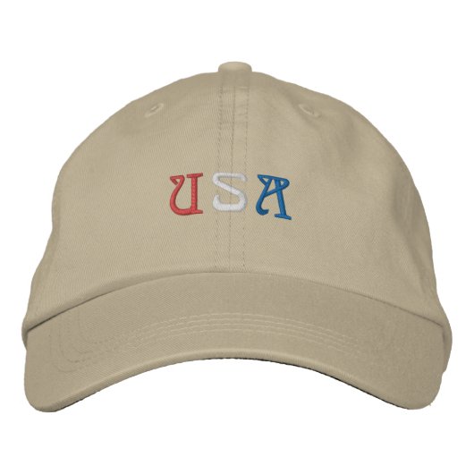 Casquette Brodée Khaki USA Basic Réglable (Devant)