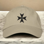 Casquette Brodée Knights Hospitalier Maltese Cross<br><div class="desc">Knights Hospitaller Maltese Cross en noir casquette de broderie de Ricaso</div>