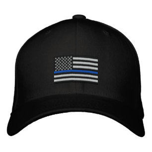 Casquette Brodée La Ligne Bleue Mince Symbolique sur le drapeau amé