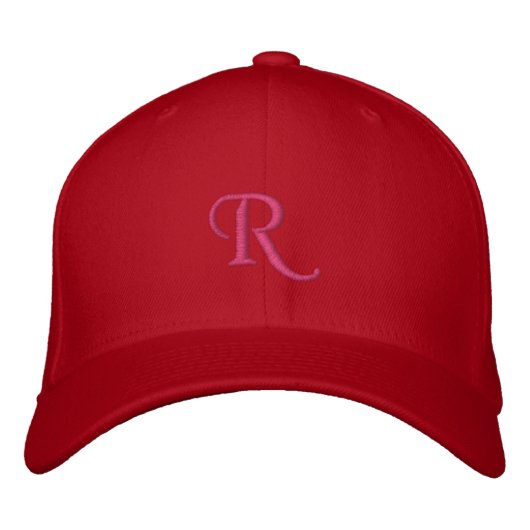 Casquette Brodée Laine flexible R Monogramme initial Hommes Femmes- (Devant)