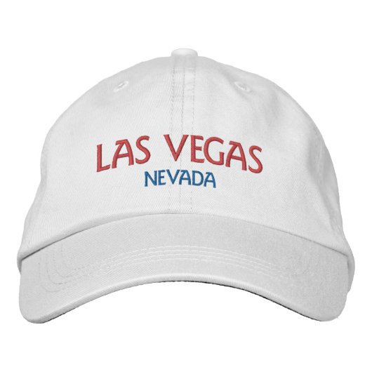 Casquette Brodée LAS VEGAS NEVADA Rouge Bleu Blanc Coton (Devant)