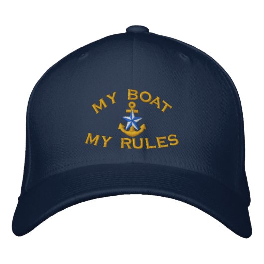 Casquette Brodée Le capitaine dit My Boat My Rules Blue Star Ancre (Devant)
