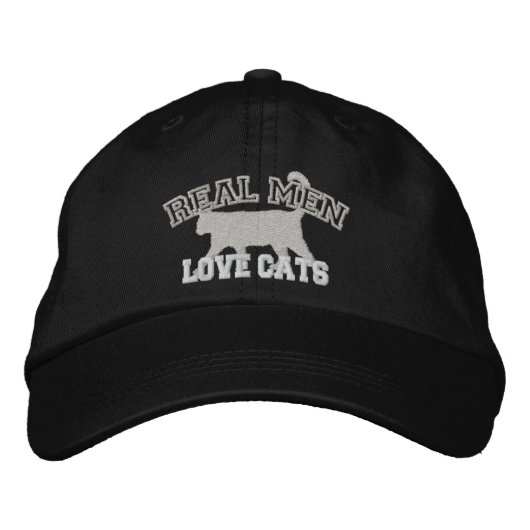 Casquette Brodée Les vrais hommes aiment les chats (Devant)