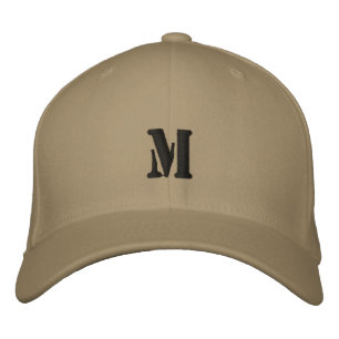 Casquette Brodée LETTRE Kaki M MONogramme Caractère Laine flexible