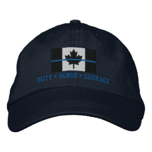 Casquette Brodée Ligne Bleue Mince Drapeau Canadien Honneur Courage