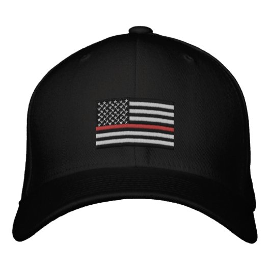 Casquette Brodée Ligne rouge mince drapeau américain de (Devant)