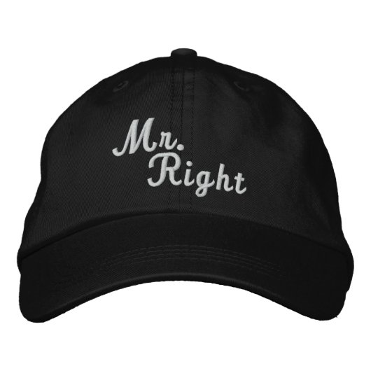 Casquette Brodée M. Droite Scroll Texte Noir Et Blanc (Devant)