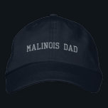 Casquette Brodée Malinois Papa Chien Papa Athlétisme<br><div class="desc">Malinois Dog Dad brodé casquette de baseball dans une police serif gris argent.</div>