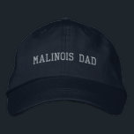 Casquette Brodée Malinois Papa Chien Papa Athlétisme<br><div class="desc">Malinois Dog Dad brodé casquette de baseball dans une police serif gris argent.</div>