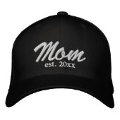 Casquette Brodée Maman Date d'établissement blanc noir script perso (Devant)