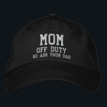 Casquette Brodée Maman hors service Simple moderne typographie pers<br><div class="desc">Mom Off Duty Simple Modern Typography Custom Embroder Baseball Casquette avec le texte simple et moderne brodé "Maman,  off duty,  Go ask your dad". Parfait comme cadeau pour maman pour la Fête des Mères,  Noël,  anniversaire et plus encore. Créé par Evco Studio www.zazzle.com/store/evcostudio</div>