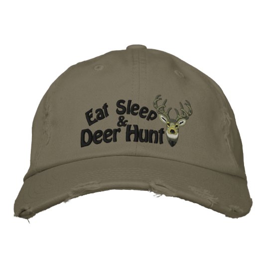 Casquette Brodée Mangez Sleep Deer Hunt White Tail Broderie (Devant)