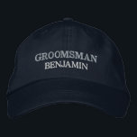 Casquette Brodée Mariage de la fête de baccalauréat Groomsman Perso<br><div class="desc">Ajoutez un nom et le rôle à jouer au mariage en cliquant sur le bouton "Personnalisé". Cette casquette chic et élégante est le souvenir parfait d'une escapade mémorable avec vos copains préférés. Le devant du casquette présente une typographie "Groom" d'inspiration sportive qui saisit parfaitement le plaisir et la camaraderie de...</div>