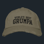 Casquette Brodée Meilleur grand-père du monde | Amusant grand-père<br><div class="desc">Un texte simple et vintage d'un surnom attachant pour les meilleurs grands-pères grincheux du monde - grumpa. Customisez le texte pour inclure votre pseudo préféré.</div>