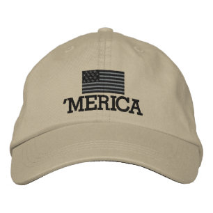Casquette Brodée Merica avec drapeau américain gris et noir