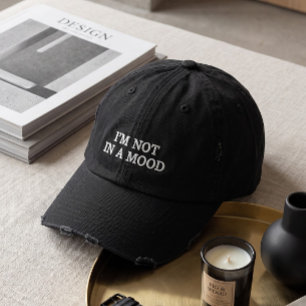Casquette Brodée Minimaliste "Je ne suis pas d'humeur" délabré