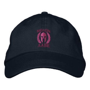 Casquette Brodée Molon Labe Casque spartiate Laurels Rose chaud