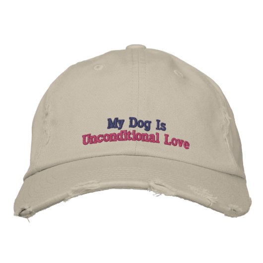 Casquette Brodée Mon chien inconditionnel Citation d'amour rose gri (Devant)