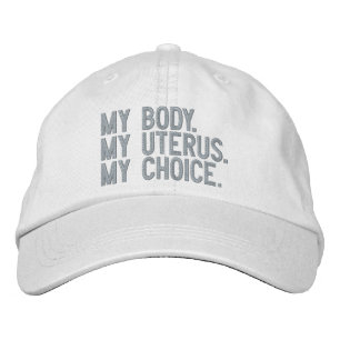 Casquette Brodée Mon corps mon utérus mon choix rose blanc minimali