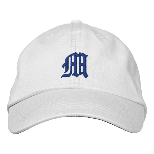 Casquette Brodée Monogramme calligraphie bleue classique (Devant)
