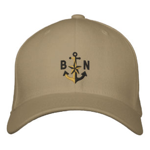 Casquette Brodée Monogramme d'Ancre noir étoile nautique personnali