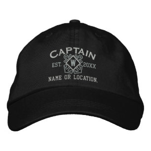 Casquette Brodée Monogramme nautique de capitaine de mer personnali
