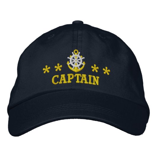 Casquette Brodée Motif nautique de capitaine de marins (Devant)