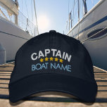 Casquette Brodée Nautical Captain Your Boat Name Personalized Cap<br><div class="desc">Nautical Captain Your Boat Name Personalized Cap Dark Blue</div>